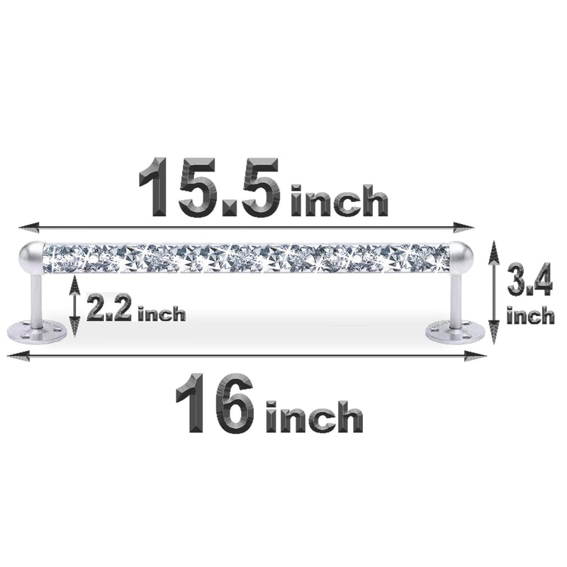 Meetart Crushed Diamond Glass Towel Bar for Bathroom,Set of 2 Towel Rods Wall-Mounted ,Towel Racks for Bath Towels,Hand Towels(15.5”) 15 inch Silver