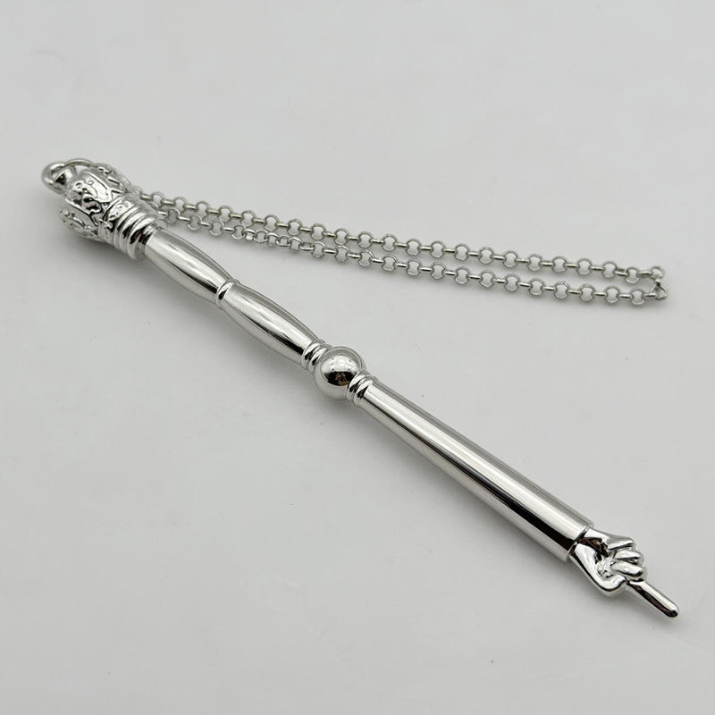 Bible Pointer Hand Pointer, Works of Art, Connected Chain Decorated,Bible Reading Tool,Torah Pointer, Silver Crown Head