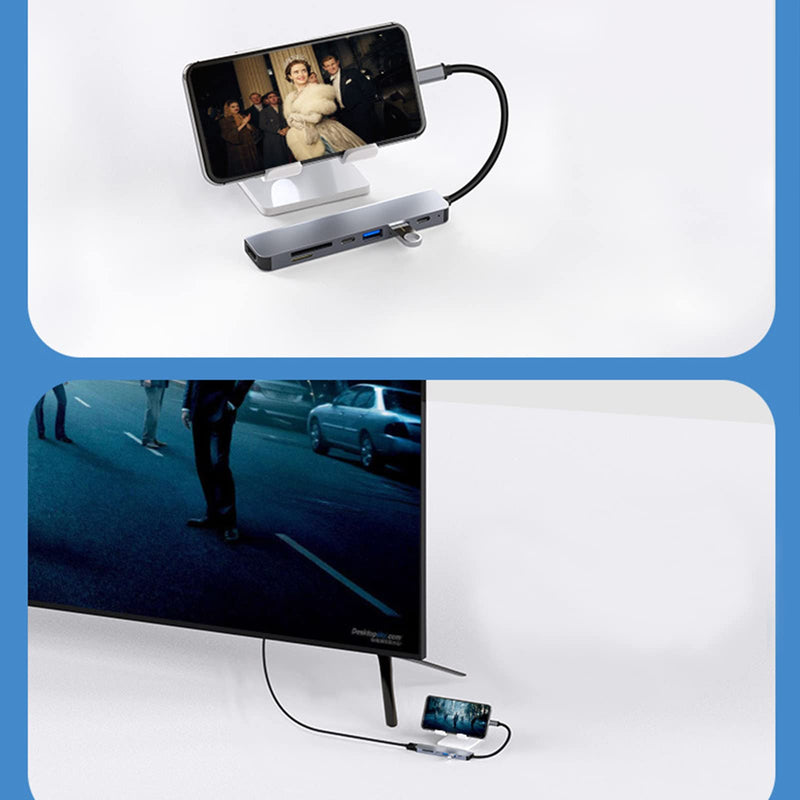 7-in-1 USB C Hub: 4K@30Hz HDTV, USB 3.0/2.0, Type C, SD/TF, PD100W Charging, Compatible with MacBook, iPad, Dell, HP, Samsung, Huawei 7 in 1 hub