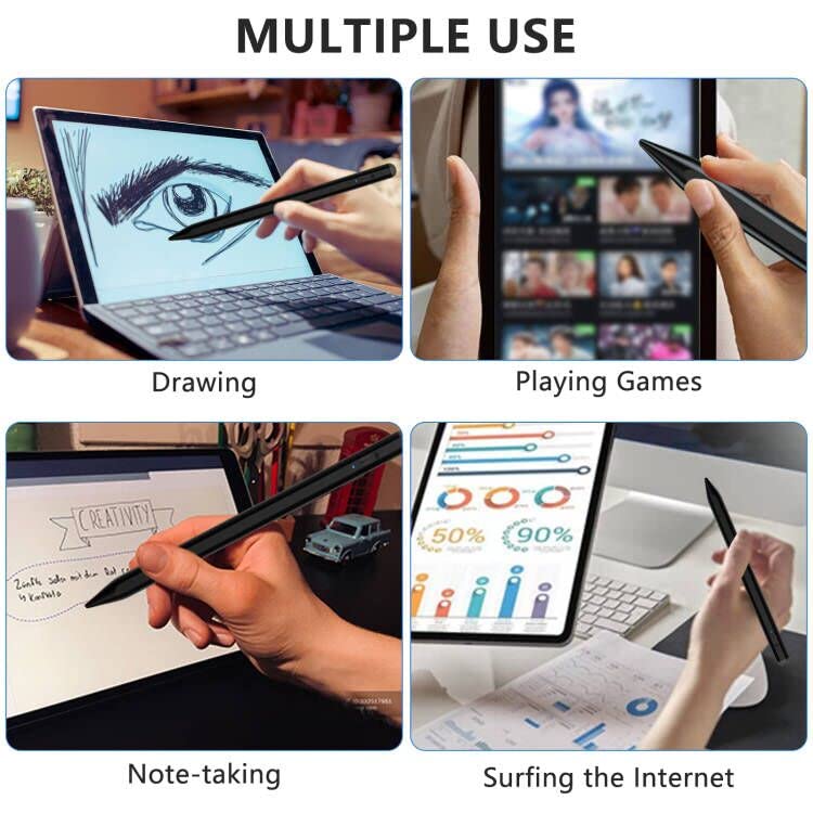 Stylus Pen for iOS&Android Touch Screens, Active Pencil for Samsung, Smart Digital Stylus Pens for Lenovo/Huawei/Vivo/Mi and Other Tablets, iPhone/Samsung/Google Pixel Smart Phones Drawing&Writing Black