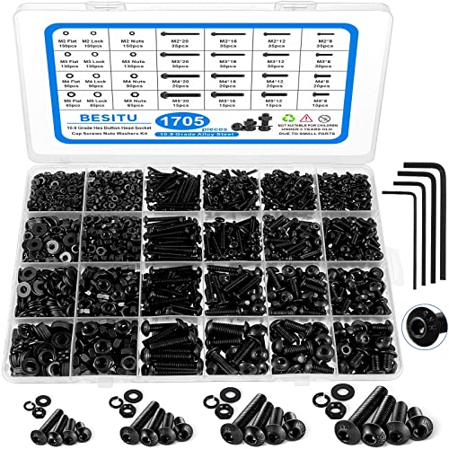 Besitu 1760pcs M2 M3 M4 M5 Metric Screw Assortment and 1705 Pcs Machine Screw Assortment Kit