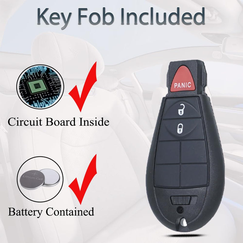 Key Fob Fobik Style Keyless Entry Fits for Jeep Cherokee 2014 2015 2016 2017 2018 2019 2020 Remote Control Key Replacement GQ4-53T (4A Chip) 68105081 3 Button 433MHz