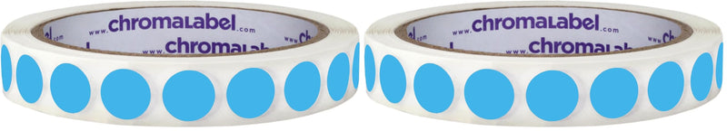 ChromaLabel 1/2 Inch Circle Sticker Labels, High Visibility Round Color Coding Label, Removable Sticky Dots - 1000 Colored Labels per Roll, Light Blue Dots (Pack of 2) 1/2" (Pack of 2)