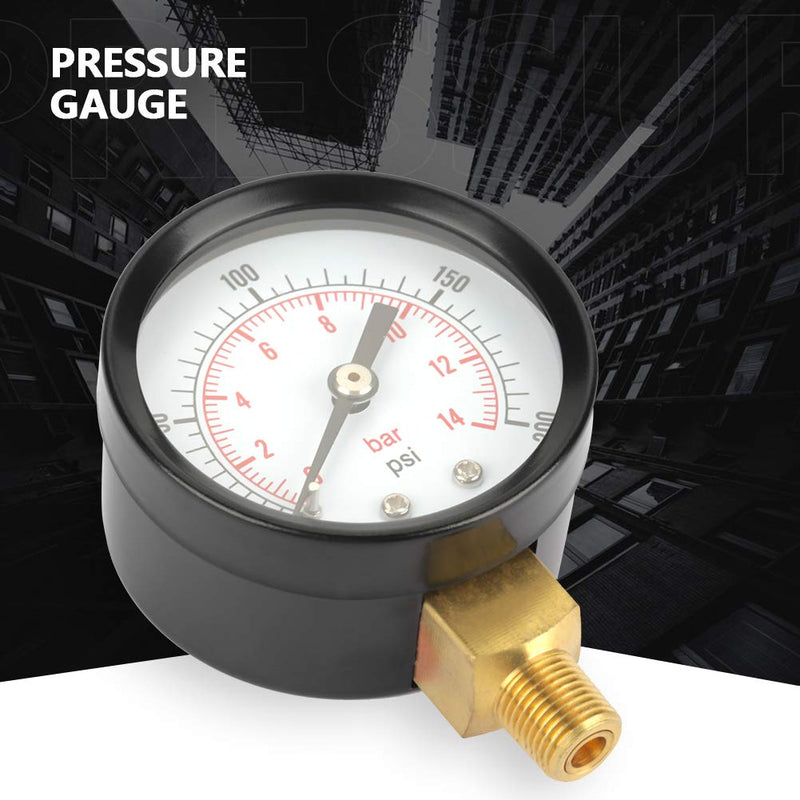 LiebeWH Pressure Gauge Pressure Gauge, 0-200psi/0-14bar Base Entry Pressure Gauge NPT 1/8" for Water Air Oil