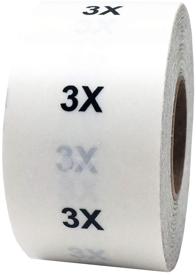 3X Modern Clothing Labels – Clear Size Strip Stickers with Black and White Text, 1.25 x 5 Inch Adhesive Labels, 125 Total Stickers for Retail Apparel, Organization, and Inventory – Made in the USA 3x