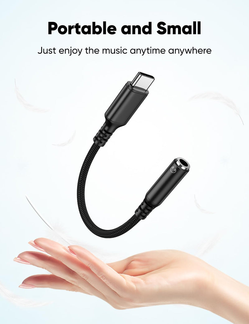 Highwings USB Type C to 3.5mm Female Headphone Jack Adapter, (3-Pack) USB C to Aux Audio Dongle Adapter Compatible for iPhone 15 Pro Max/15 Pro/15 Plus, Samsung Galaxy S23/S22/S21 Ultra,iPad Pro-Black 3 Pack Black