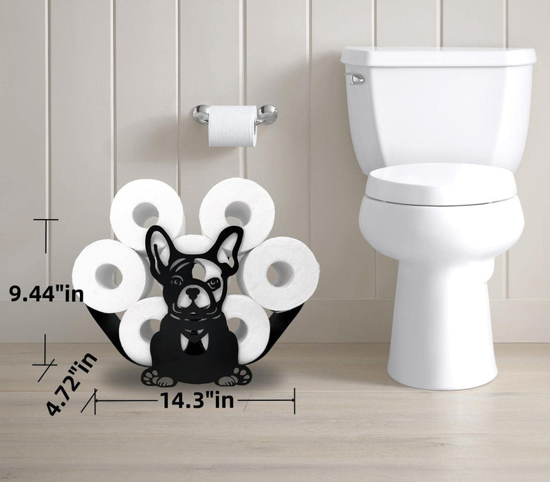 Metal Dog Paper Holders,Funny Black Animals Paper Storage Holders Stand for Indoor Bathrooms Kitchen,Novelty FreeStanding Toilet Rolls Storage Fit 8 Rolls,Practical and Convenient Dog 14.3"lx 4.7"wx9.7"h