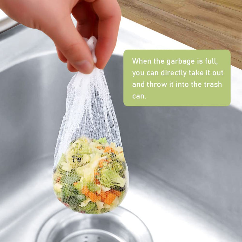 Pack of 200 Kitchen Sink Strainer Mesh Bags, Kitchen Sink Elastic Mesh Drain Filter, Sink Filter Net, Bags Sink Strainer Cover for Kitchen Bathroom Sink 200 Pieces, White