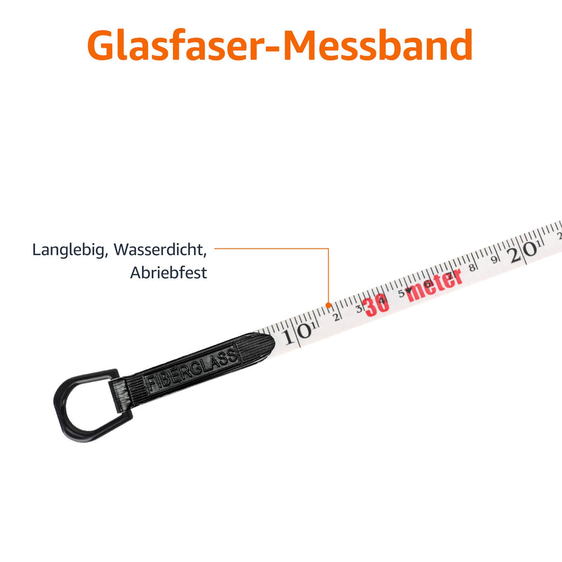 Amazon Basics Open Reel Fibreglass Tape Measure, 100 feet (30 m) by Scale, Impact-Resistant Housing