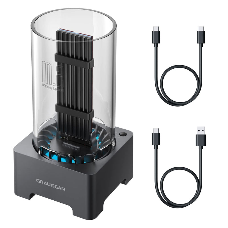 GRAUGEAR M.2 External Cases Bundle: NVMe/SATA SSD Docking Station With Built-in Cooling Fan and NVMe SSD Enclosure With RGB Light Strips
