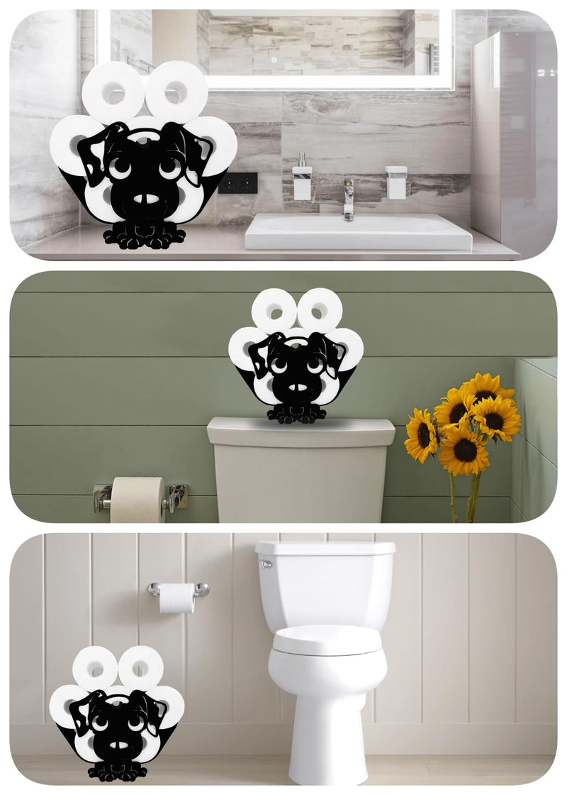 Decorative Metal Dog Toilet Paper Holder - A Humorous, Space-Saving & Corrosion Resistant Bathroom Accessory | Holds 8 Rolls | Easy Assembly | Functional Conversation Starter Dog Z