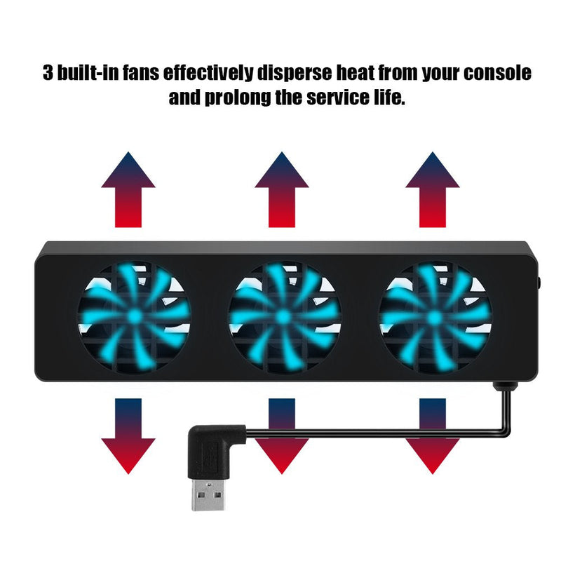 Bewinner USB Cooling Fan Base Stand Dock for Game Console - 3 Fans Cooler Holder Bracket, External Cooling
