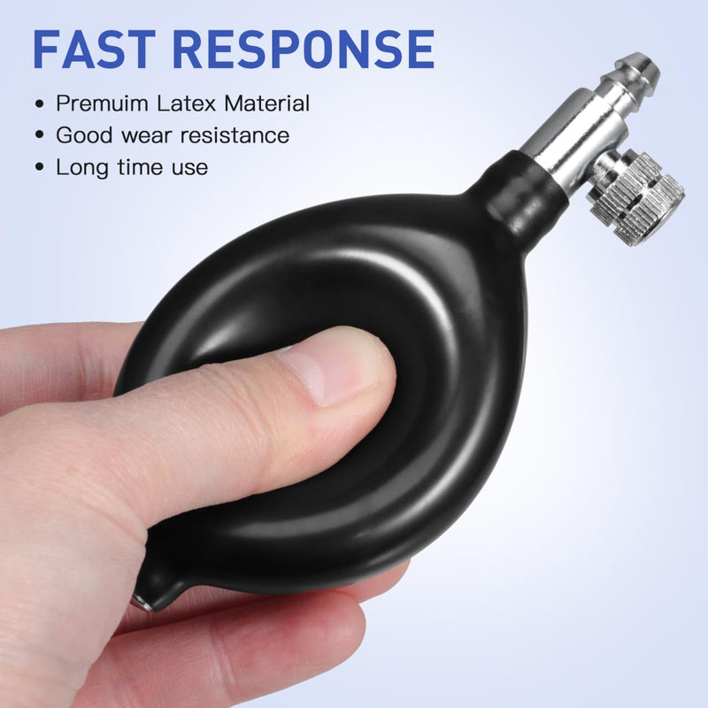 NOLITOY 2 Sets Black Manual Bellows Blood Pressure Monitor Latex Bulbs with Air Release Valves Replacement for Home and Hospital Applications 2 Pieces x 2