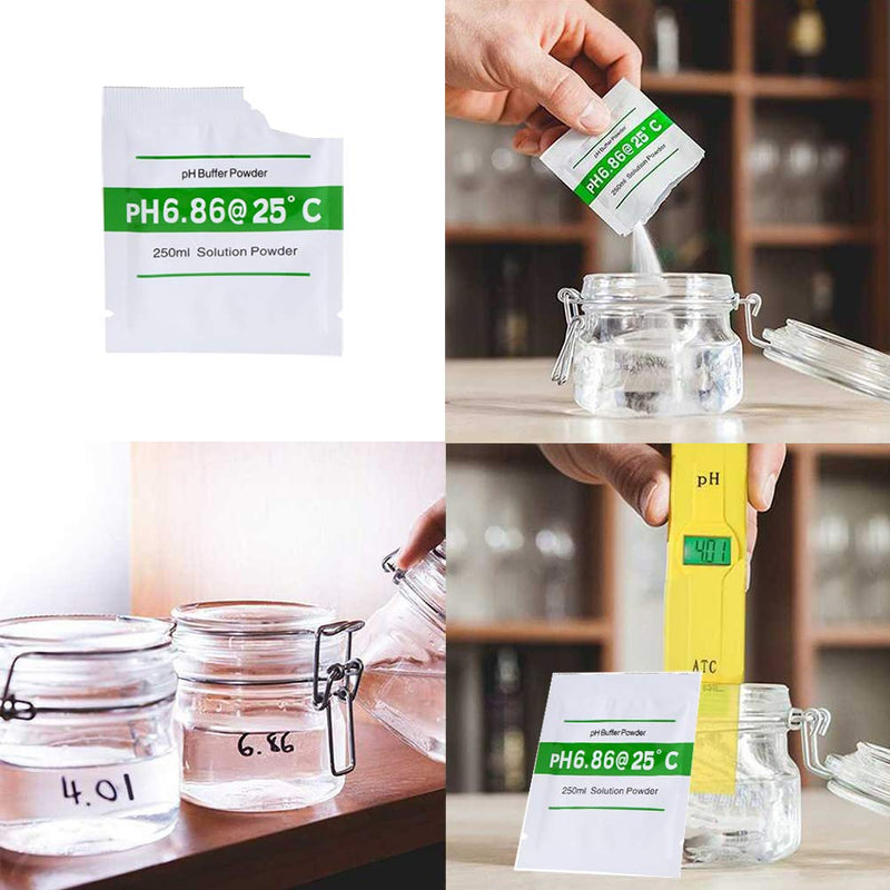 Nynelly 18 x pH Meter Buffer Solution for Precise and Easy pH Calibration, Powder Solution, 4.01 pH, 6.86 pH and 9.18 pH. 18 pcs