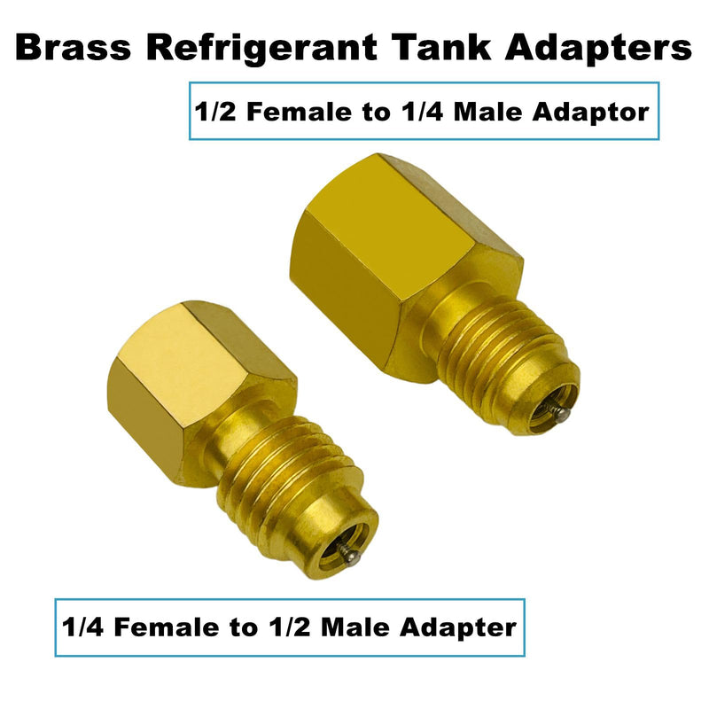 R410a Adapter for Mini Split System,5/16 Female SAE to 1/4 Male Flare,1/2’’ to 1/4’’ Refrigerant Tank Adapters for HVAC and Refrigeration Service (2 Straight + 2 Angled +2 Tank Adapters) 2 Straight + 2 Angled +2 Tank Adapters