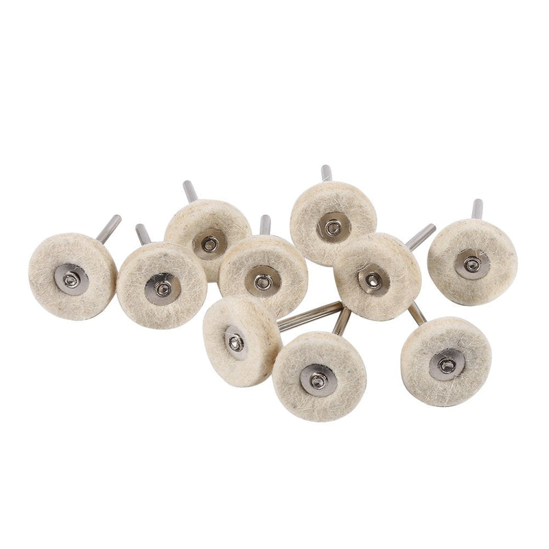 KIMISS Gold Buff Dremel Cotton Polishing Disc Wool Pack of 10 25mm Wool Felt Polishing Drill Grinding Disc Brushes with Handle for Rotary Tool