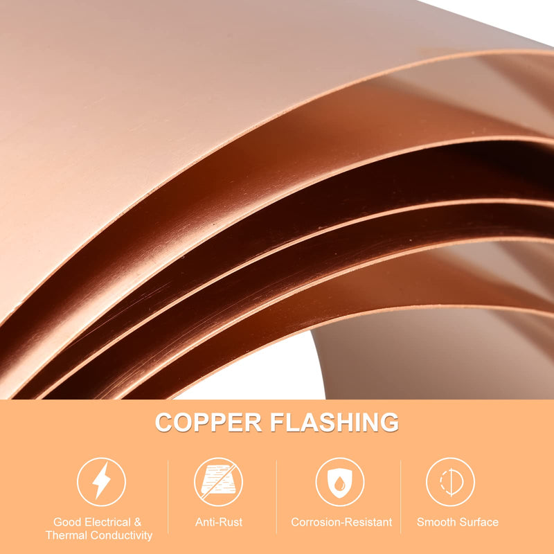 uxcell Copper Sheet Roll 3500mm x 300mm x 0.1mm, 99.9% Pure Copper Strip Copper Flashing Metal Foil Plate for Electricity DIY Projects (Multiple Sizes)