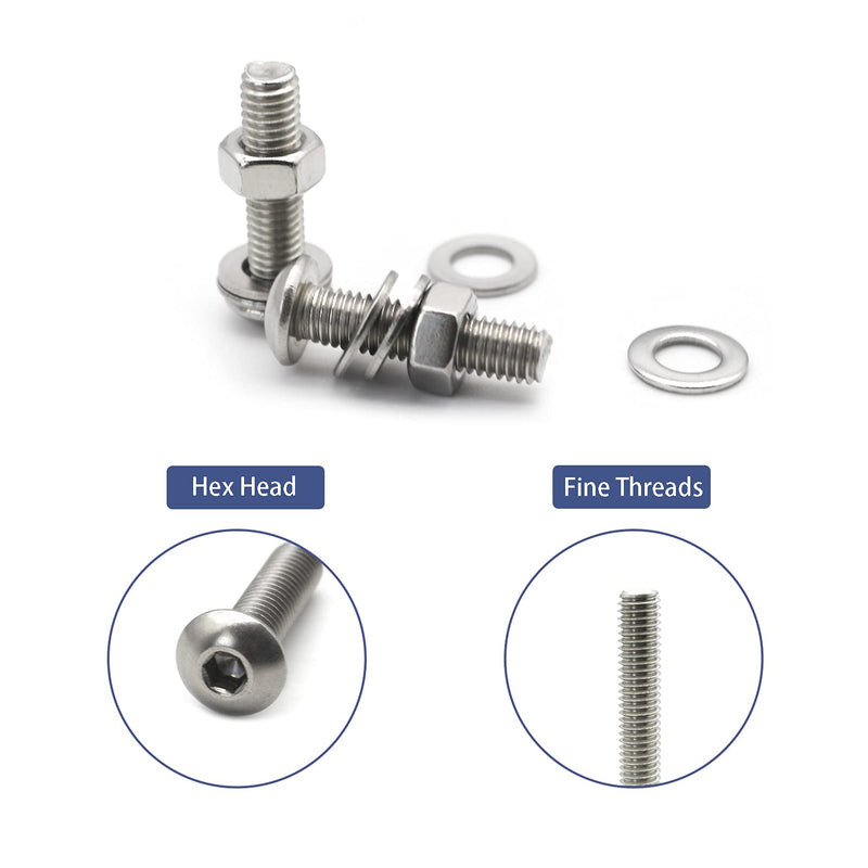 1200 PCS Nuts and Bolts Assortment Kit, Metric M2 M3 M4 M5 Machine Screws, Stainless Steel 304 Hex Socket Head Cap Bolts and Nuts Kit.