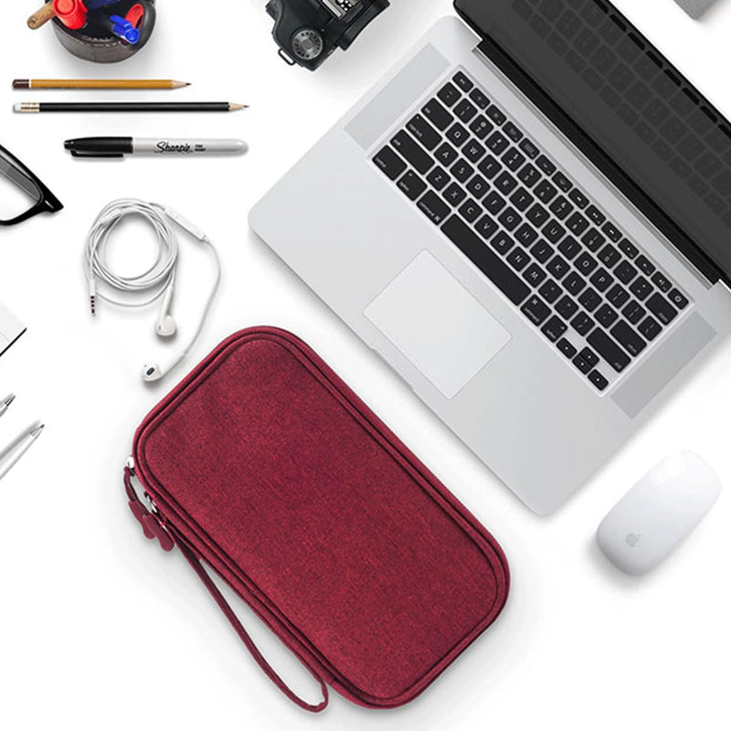 Electronic Cord Organizer Travel Case, Travel Cable Organizer Bag, Waterproof Electronic Accessories Carry Pouch for Cable, Cord, USB, Charger, Phone, Power Bank, Earphone (Wine Red, Medium) Wine Red