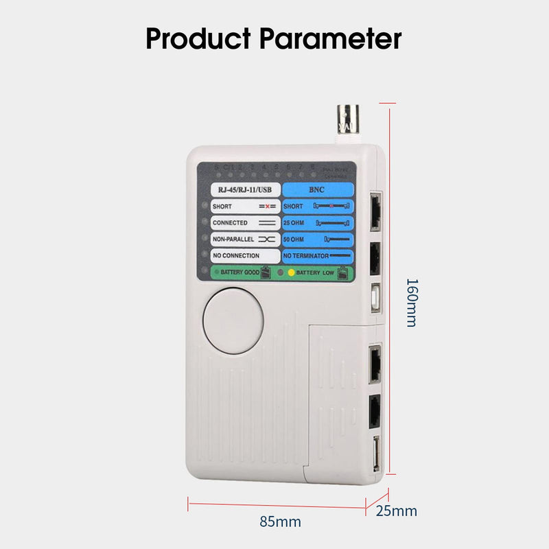 Network Cable Tester LAN Cable Test 4 in 1 Remote Control Tester Portable LAN Network Cable Tester Meter USB BNC Cable Tester for UTP STP RJ11 RJ45 Remote Cable Tester