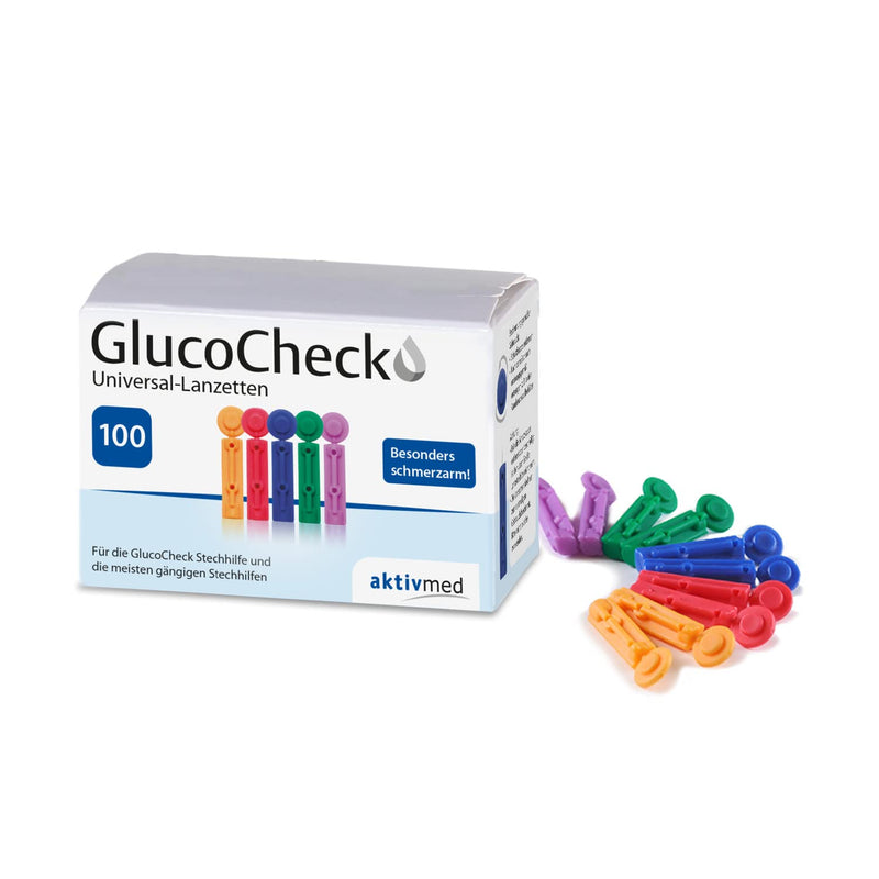 GlucoCheck 100 Universal Lancets - Fits All Standard Lancing Aids - Low Pain Blood Extraction for Blood Sugar Measurement