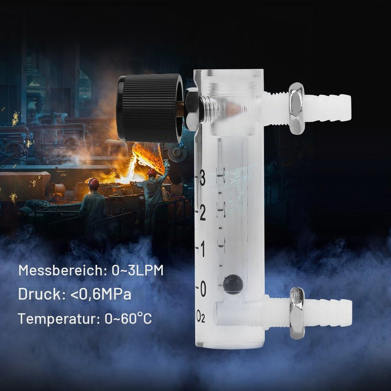 Gas Flow Meter, Oxygen Flowmeter Flow Meter 0-3LPM Flow Meter with Control Valve for Oxygen/Air/Gas