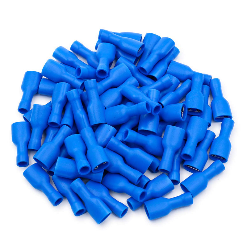 Heschen quick coupling socket vinyl fully insulated, FDFD2-250, 6.3 x 0.8 mm cable lug, for 1.5-2.5 mm² (16-14 AWG), blue, 100 pieces