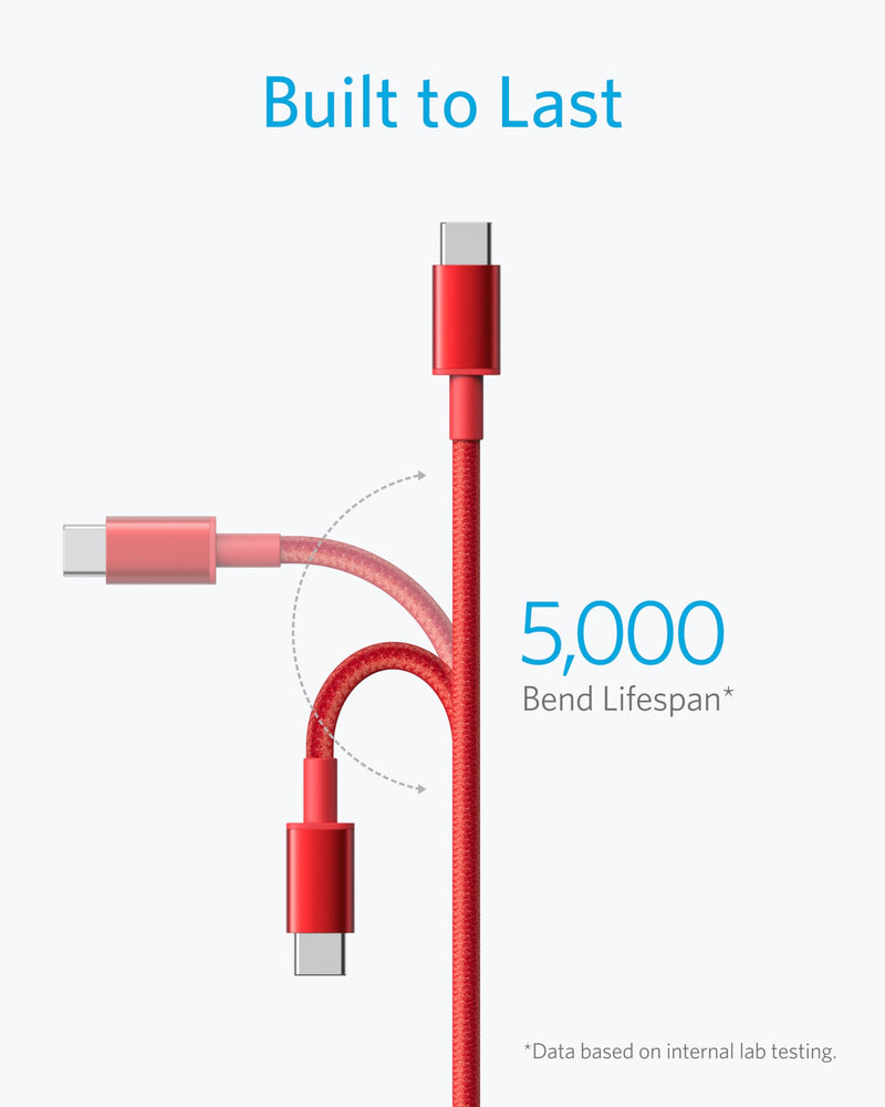 Anker USB C to USB C Cable, Type-C 60W Fast Charging Cable (6 FT, 2Pack) for iPhone 17 Series, iPad mini 6 and More (Red) (Pack of 2) 6FT*2 (Pack of 2) Red 4