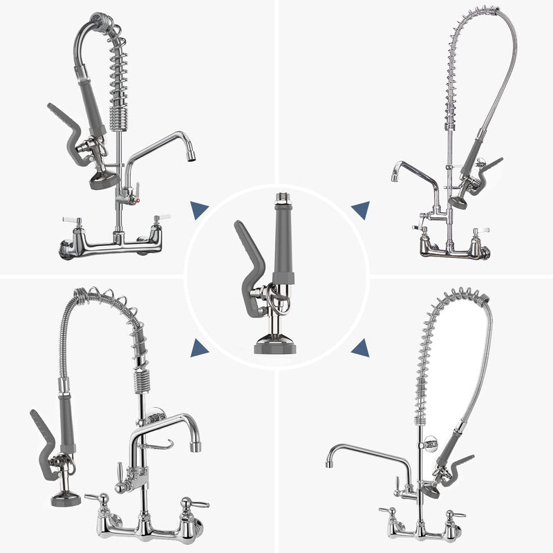 Pre Rinse Sprayer Commercial Sink Sprayer Head,1.42GPM Spray Valve Dish Spray Nozzle with Ergonomic Handle, Faucet Parts for Commercial Kitchen Sink,Chrome Finished（Gray） Gray