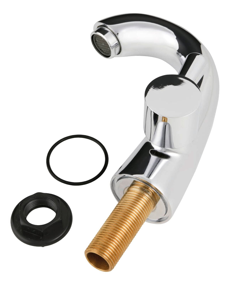 'aquaSu® Premium cold water tap with water-saving mixing nozzle, side operation, bathroom pillar valve, single-lever mixer with ceramic cartridge, round spout, cold water valve, brass, chrome, 796200 chrome - Primo
