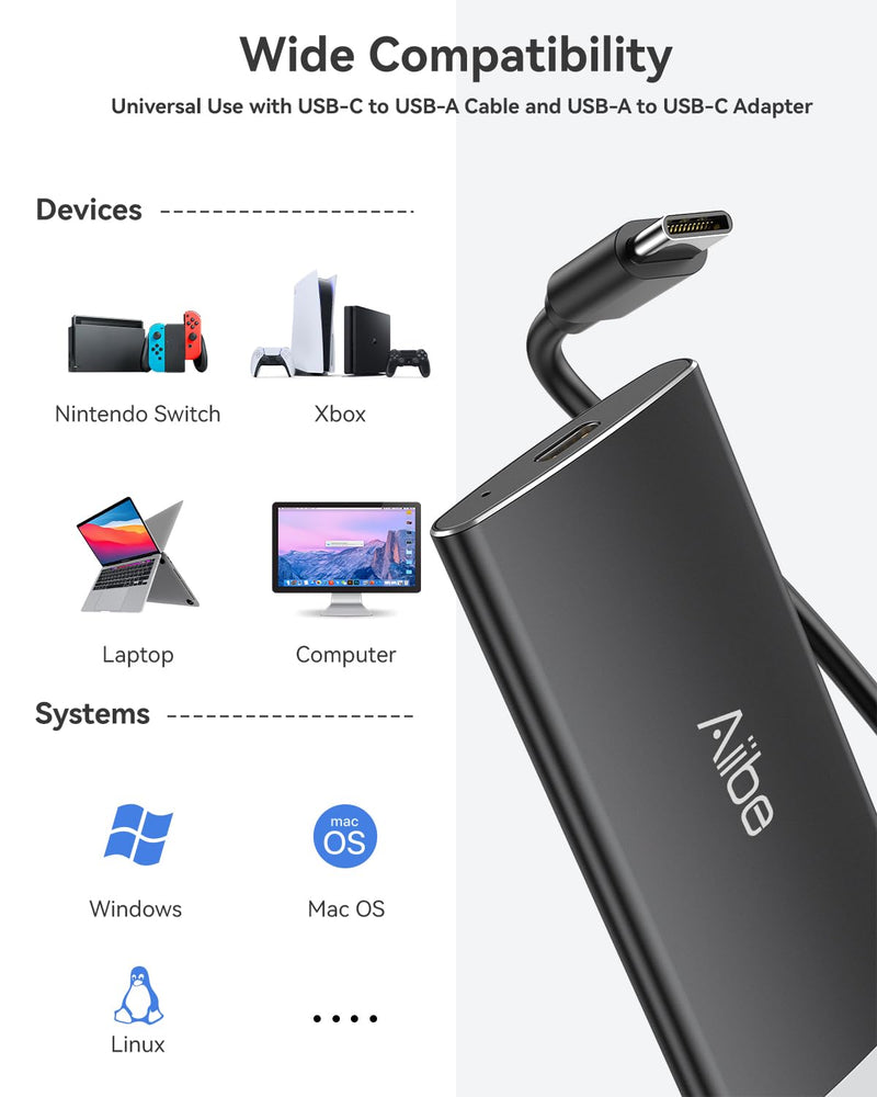 Aiibe 1TB External SSD USB C Portable SSD USB 3.2 Gen 2, Up to 1050MB/s, External Solid State Drive 1TB External Hard Drive for iPhone 16/15, Laptop, Mac and PS5 (Black) X5Plus
