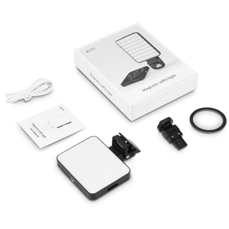 Selfie Light with Clip, 128 LED Magnetic Video, 2000 Mah Rechargeable Clip Video, Adjusted 3 Light Modes, Portable Camera with Cold Shoe Mount for Laptop, Makeup, Selfie, Vlog