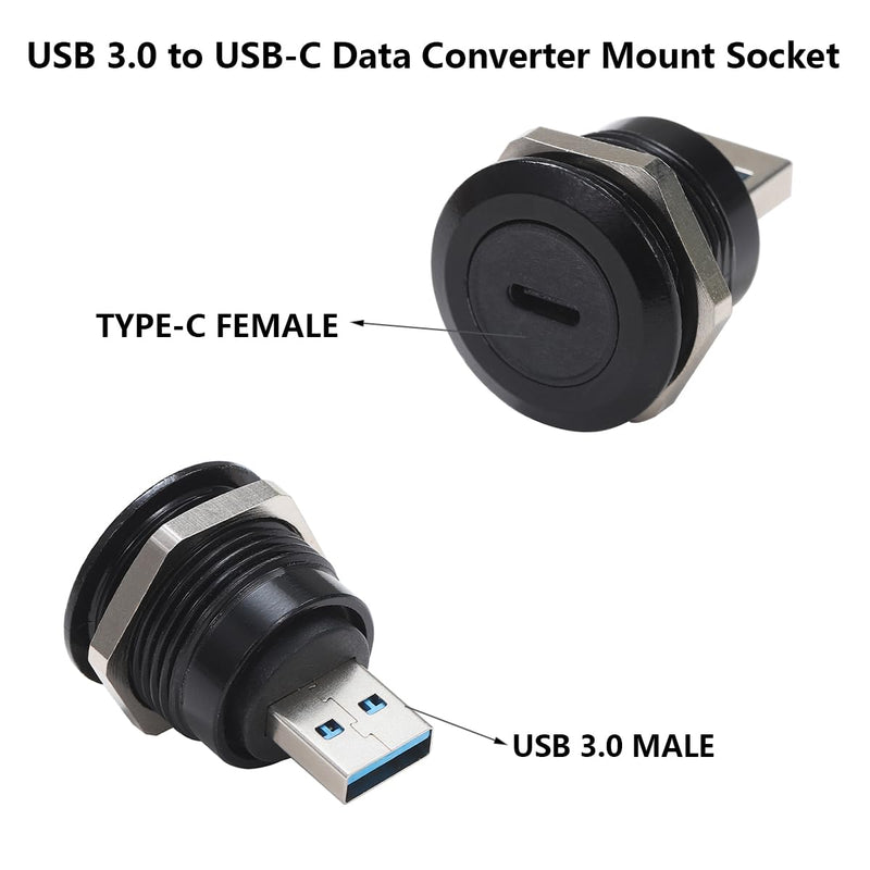 PENGLIN 5PCS USB C to 3.0 Panel Mount Adapter, USB Type C Female to USB A Male Converter Adapter with Data Transfer and Charging for Laptop, PC, Flash Disk, Phone