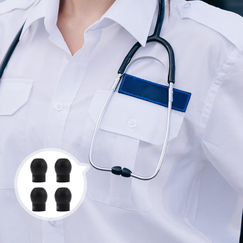 GLEAVI Set of 4 Stethoscope Replacement Earplugs Soft PVC Earplugs for Doctors and Nurses - Medical Accessories for Everyday Clinics (1.5 x 1.2 cm) 1.80X1.50X1.50CM black