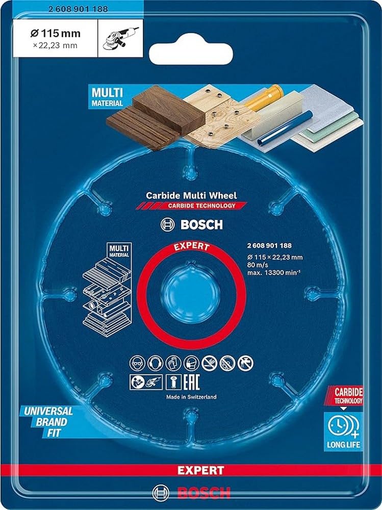Bosch Accessories 1x Expert Carbide Multi Wheel cutting discs (for hardwood, Ø 115 mm, accessories for small angle grinders) M14 New version 1 piece
