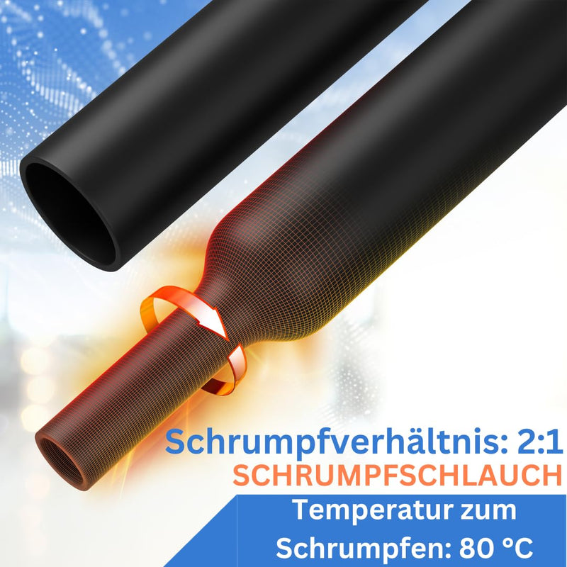 Gocableties High Quality Heat Shrink Tubing 2:1 Black 6.4mm x 9m | Shrink Ratio 2:1, Waterproof, Cable Insulation and Marking 6.4 mm