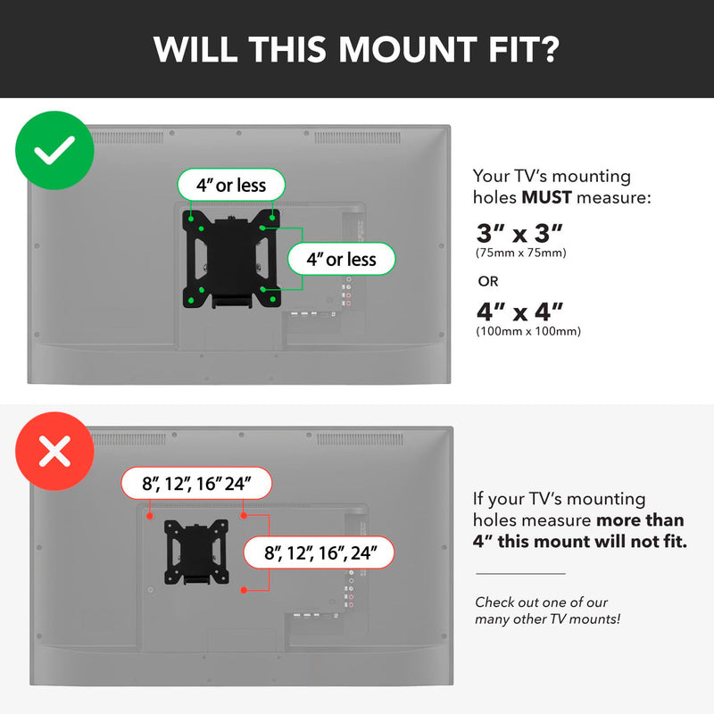 Mount-It! Tilting TV Wall Mount Bracket for Small TV and Computer Monitors, Low-Profile Design with Quick Release Function, Fits 24, 27, 30 and 32 Inch Screens Up to VESA 100, 44 Lbs Capacity, Black
