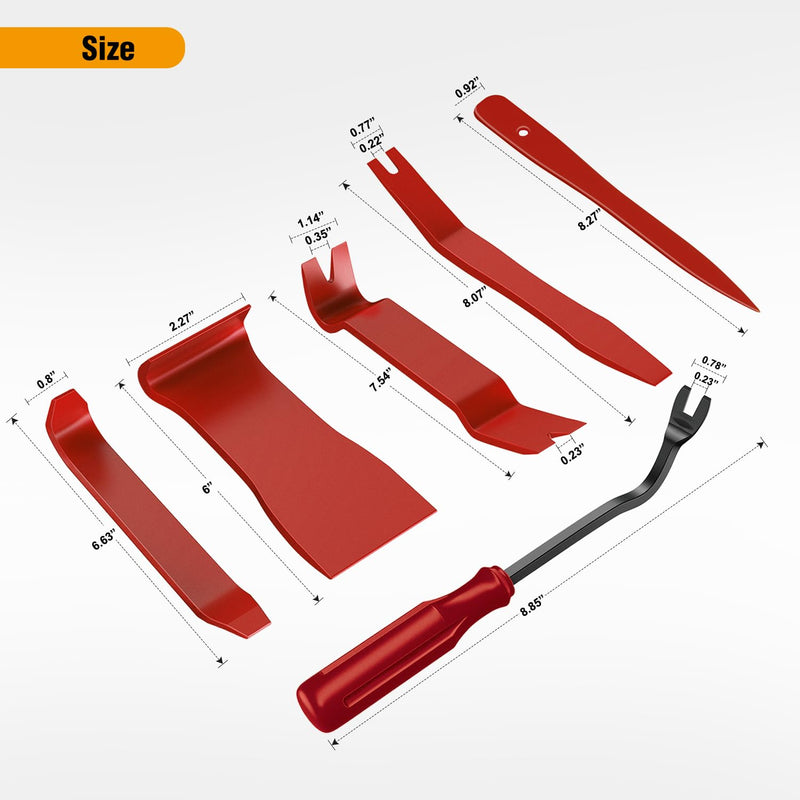 GOOACC 6PCS Auto Trim Removal Tool Kit No-Scratch Tool Kit for Car Audio Dash Window Molding Fastener Remover Tool Kit-Red Red 6PCS Trim Removal Tool