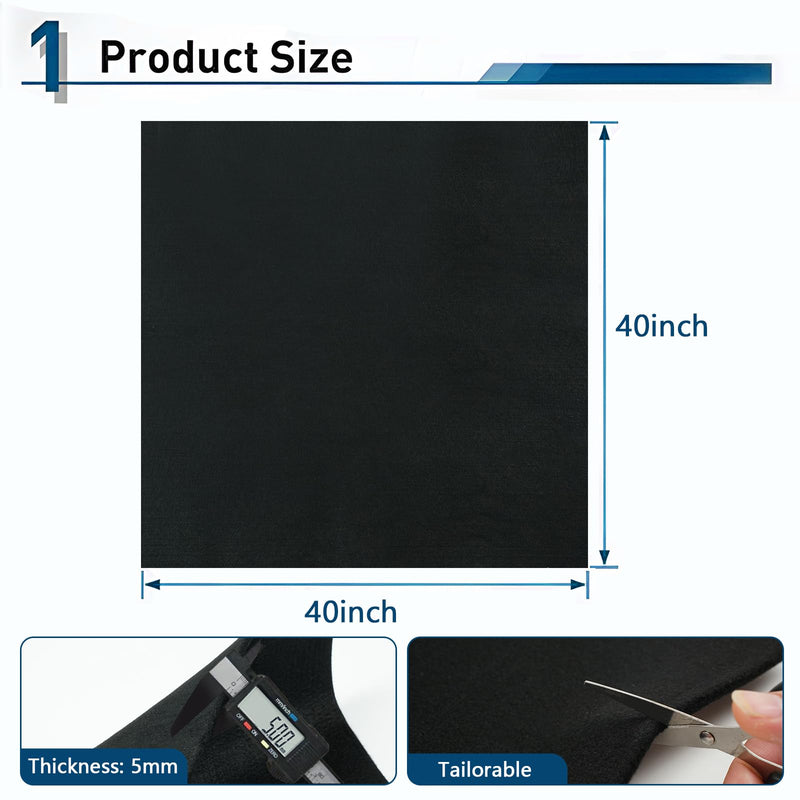 40x40 Inch Fireproof Welding Blanket Pad, Carbon Felt Wick & Flame Retardant Fabric, 5mm Thick Fireproof Heat Resistant Mat, Up to 3000°F for Soldering, Firepit, Grill, Smoker & Plumbing 40x40"1 PCS