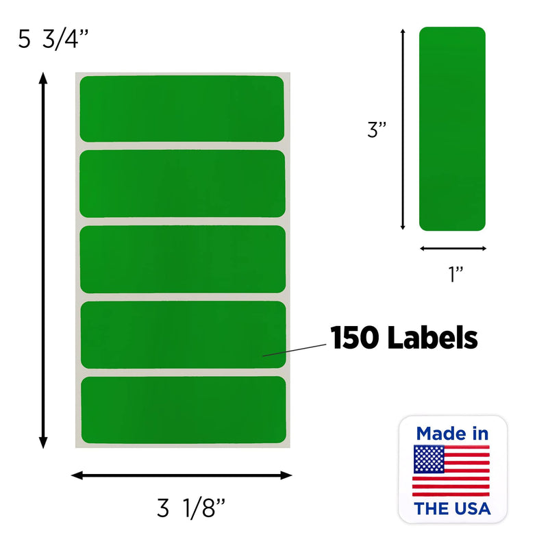 ChromaLabel 1 x 3 Inch Removable Color Code Rectangle Labels, 150 Stickers per Pack, Assorted Standard