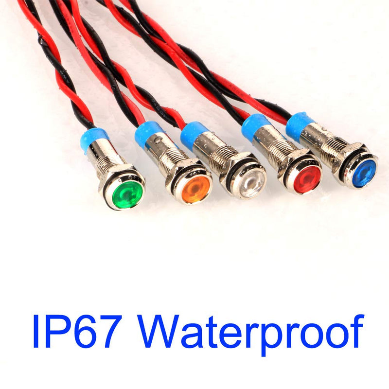 Gebildet 10Pcs 6mm 230V AC LED Metal Indicator Lamp Waterproof Signal Lamp (Green Orange Red Blue White 10Pcs) Mixed Color-220v