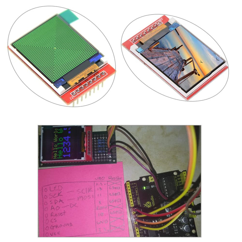 1.44" inch TFT LCD Display Screen Module 3.3V RGB 65K 128x128 4-Wire SPI ST - 7735S for Arduino 2560 ESP32 Board (Pack of 4) Pack of 4
