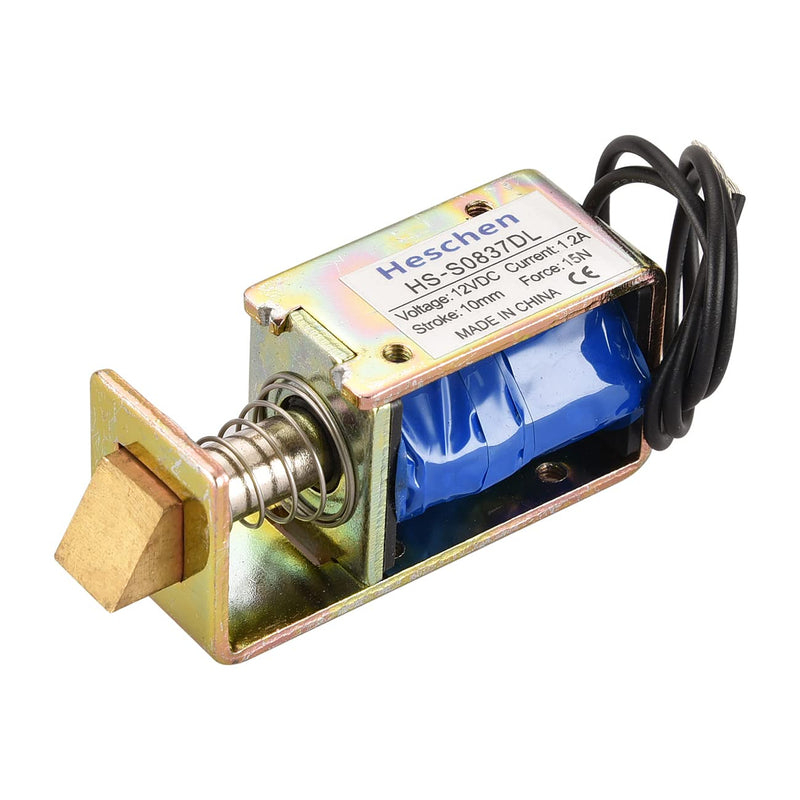 Heschen Electromagnet Solenoid HS-S0837DL DC12V 1A 15N 10mm Stroke Push Pull Type Open Frame Door Lock