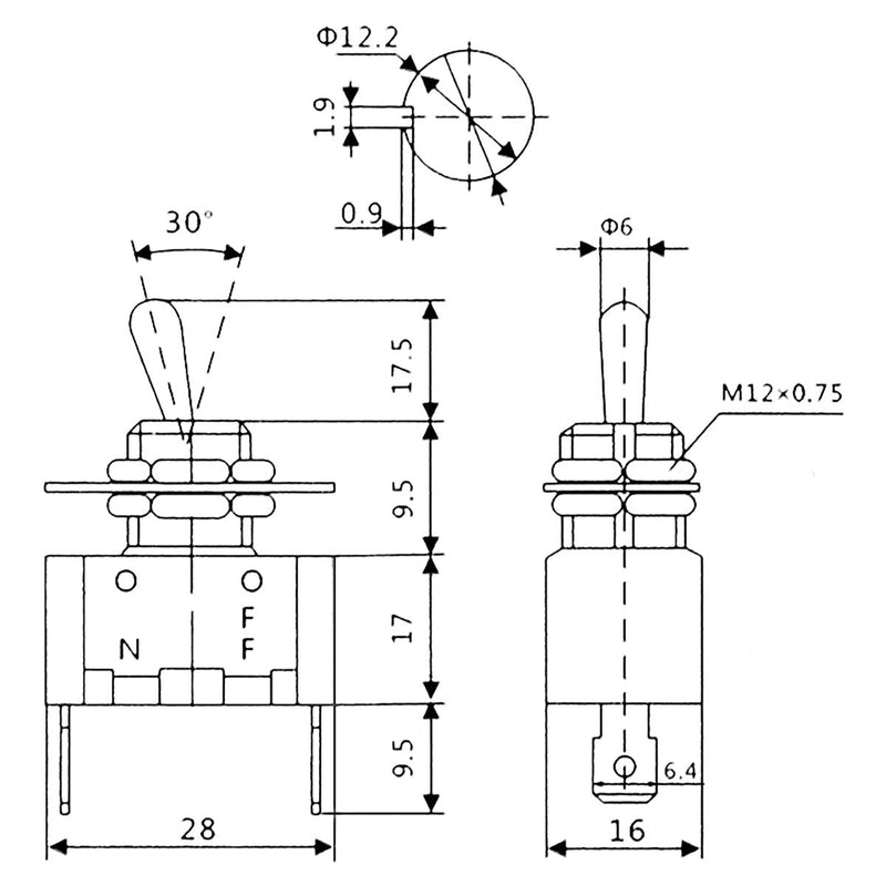 Heschen Metal Toggle Switch Flick Flip, 12V 20A, SPST, ON/OFF 2 Position, 2 Pin, with Waterproof Cap (Red Cap) Red Cap