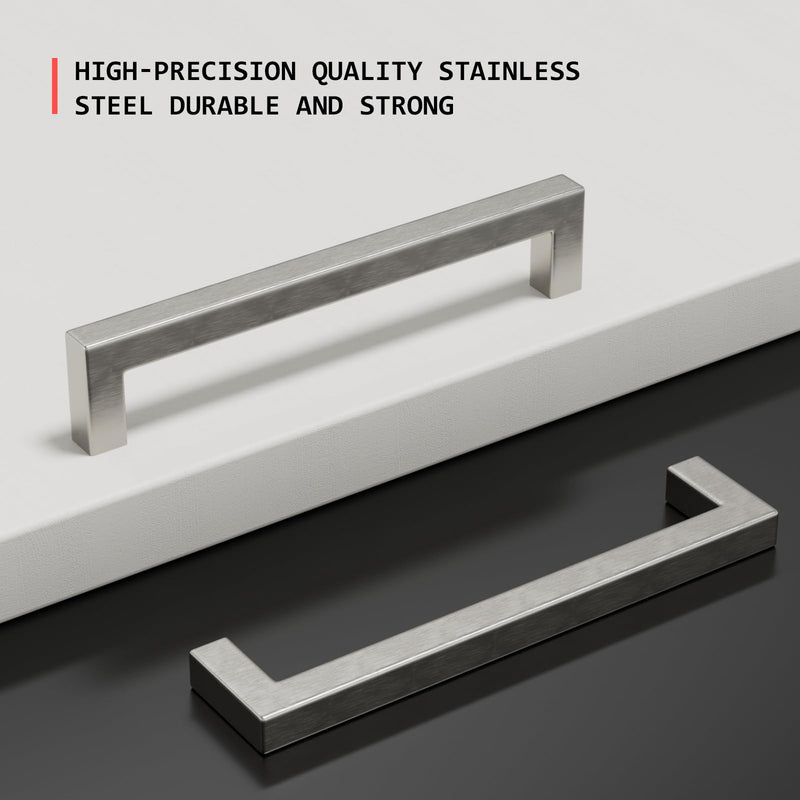 homdiy 15 Pack 4 Inch Brushed Nickel Cabinet Pulls Stainless Steel Kitchen Dresser Hardware for Drawer, Cupboard 4inch(102mm) hole center