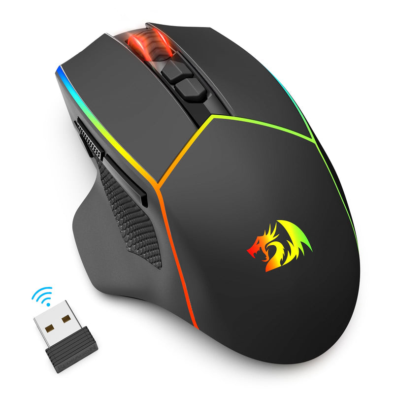 Redragon Wireless Gaming Mouse, Tri-Mode 2.4G/USB-C/Bluetooth Ergonomic Mouse Gaming, 8000 DPI, RGB Backlit, Fully Programmable, Rechargeable Wireless Computer Mouse for Laptop PC Mac, M814 M814-PRO