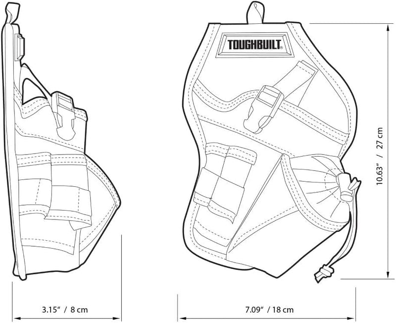 ToughBuilt - Utility Pouch, Heavy-Duty Tool Pouch with Multiple Pockets, Secure Attachment & Storage for Jobsite Use Drill Holster