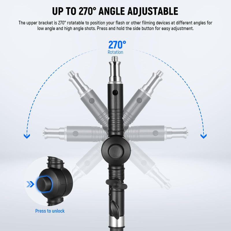 NEEWER Heavy Duty Camera Flash Bracket Mount with Umbrella Softbox Holder, 270° Swivel Adjustable Metal Light Stand Adapter with 1/4" to 3/8" Thread for Speedlite LED Light Reflector Tripod, UA039