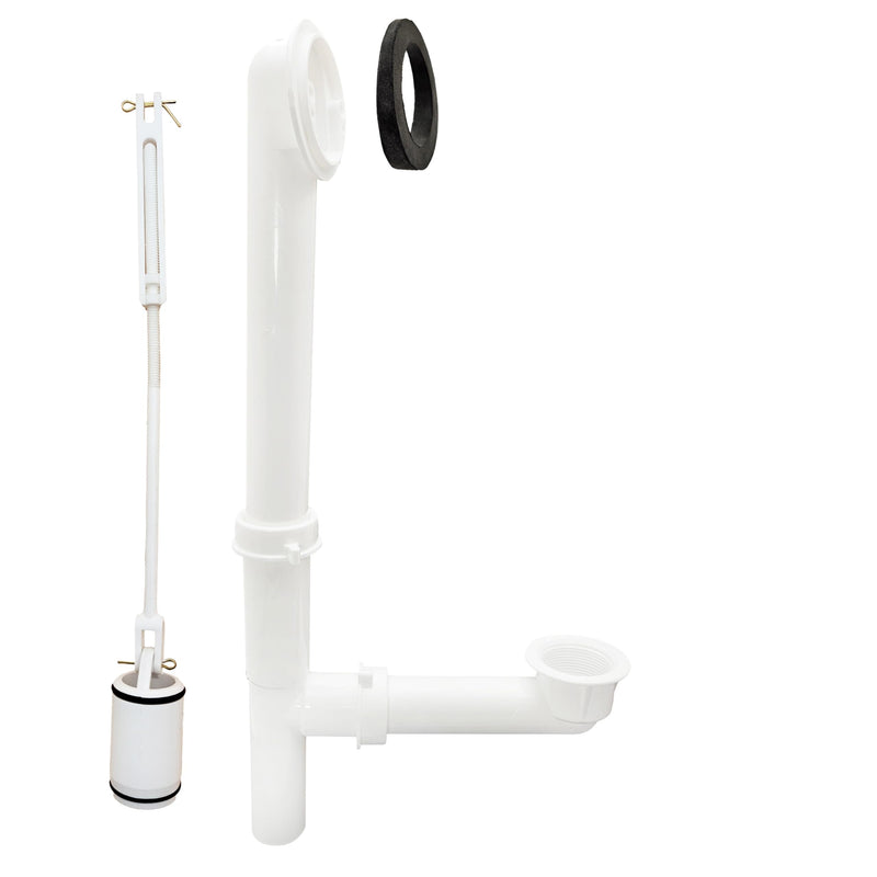 Westbrass 592244-07 White 1-1/2" Tubular Trip Lever Bath Waste Drain Kit, Satin Nickel 1-Pack