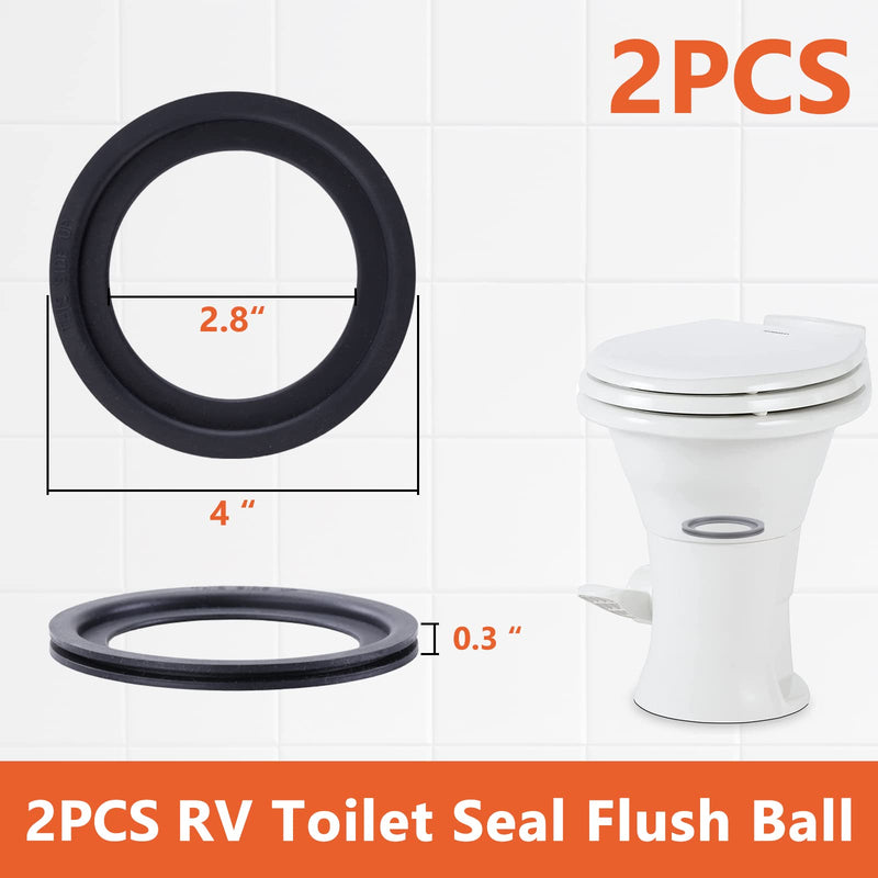 RV Toilet Seal Kit Replacement 385311658 RV Toilet Flush Seal for Dometics 300 310 320 Toilet Parts Solve The Leakage Problem, 2 Pack Ball Seal 2pcs